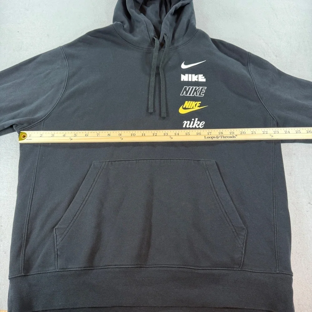 Nike Club Fleece Hoodie‎ Men's M Black Stacked Logo Pullover